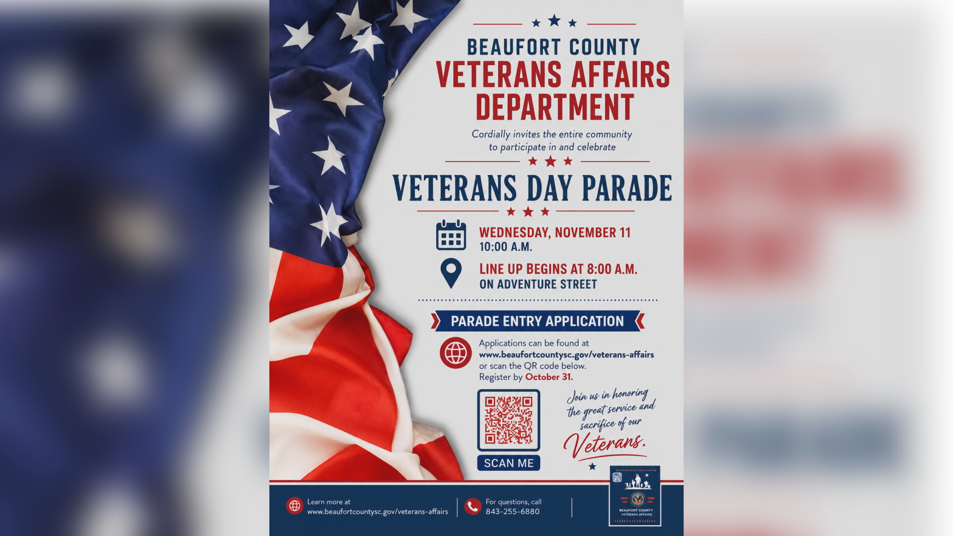 Beaufort County Veterans Affairs Invites Community to Veterans Day Parade