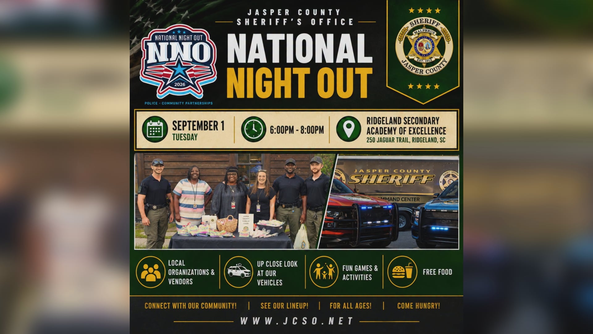 Jasper County Sheriff’s Office hosting ‘National Night Out’ in Ridgeland