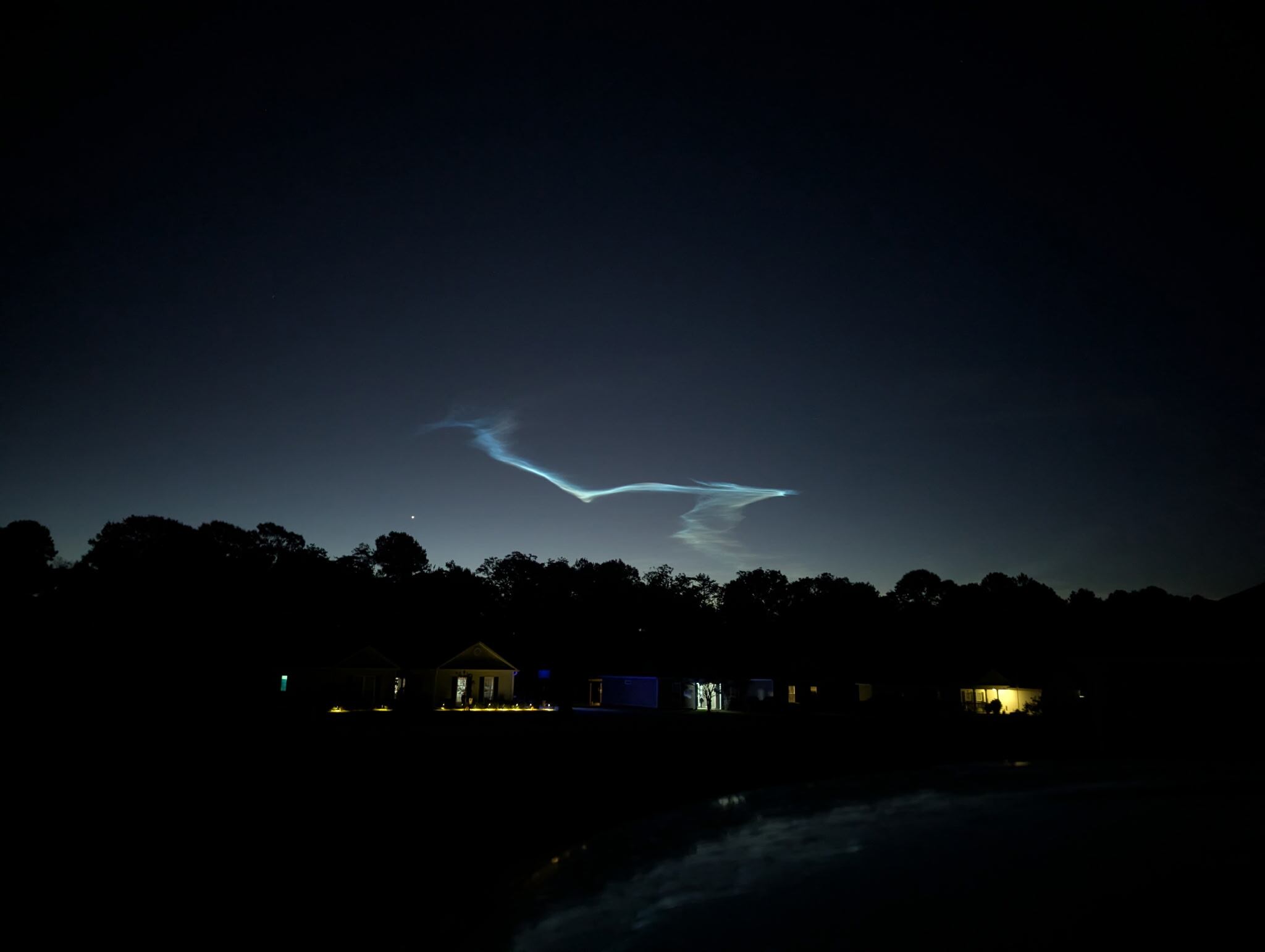 Rocket launch trail in the sky