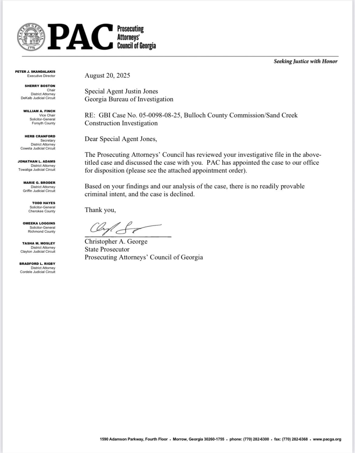 Bulloch County Letter