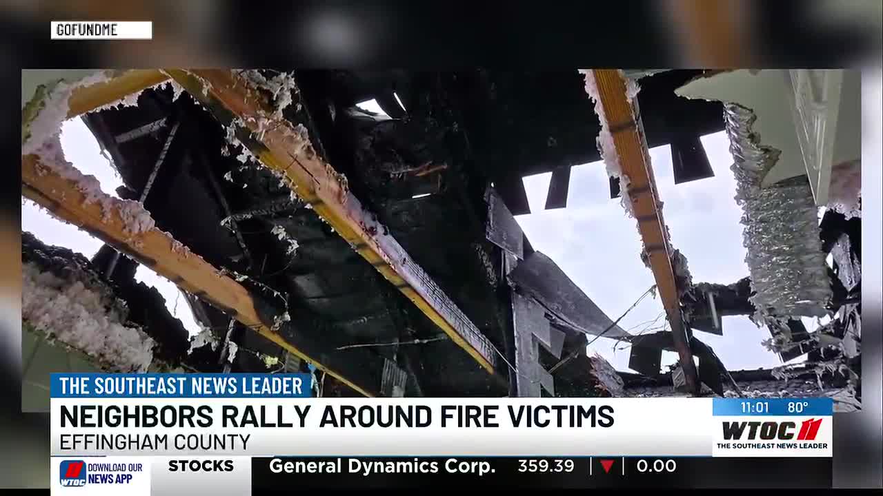 Effingham County family displaced after fire tears through home