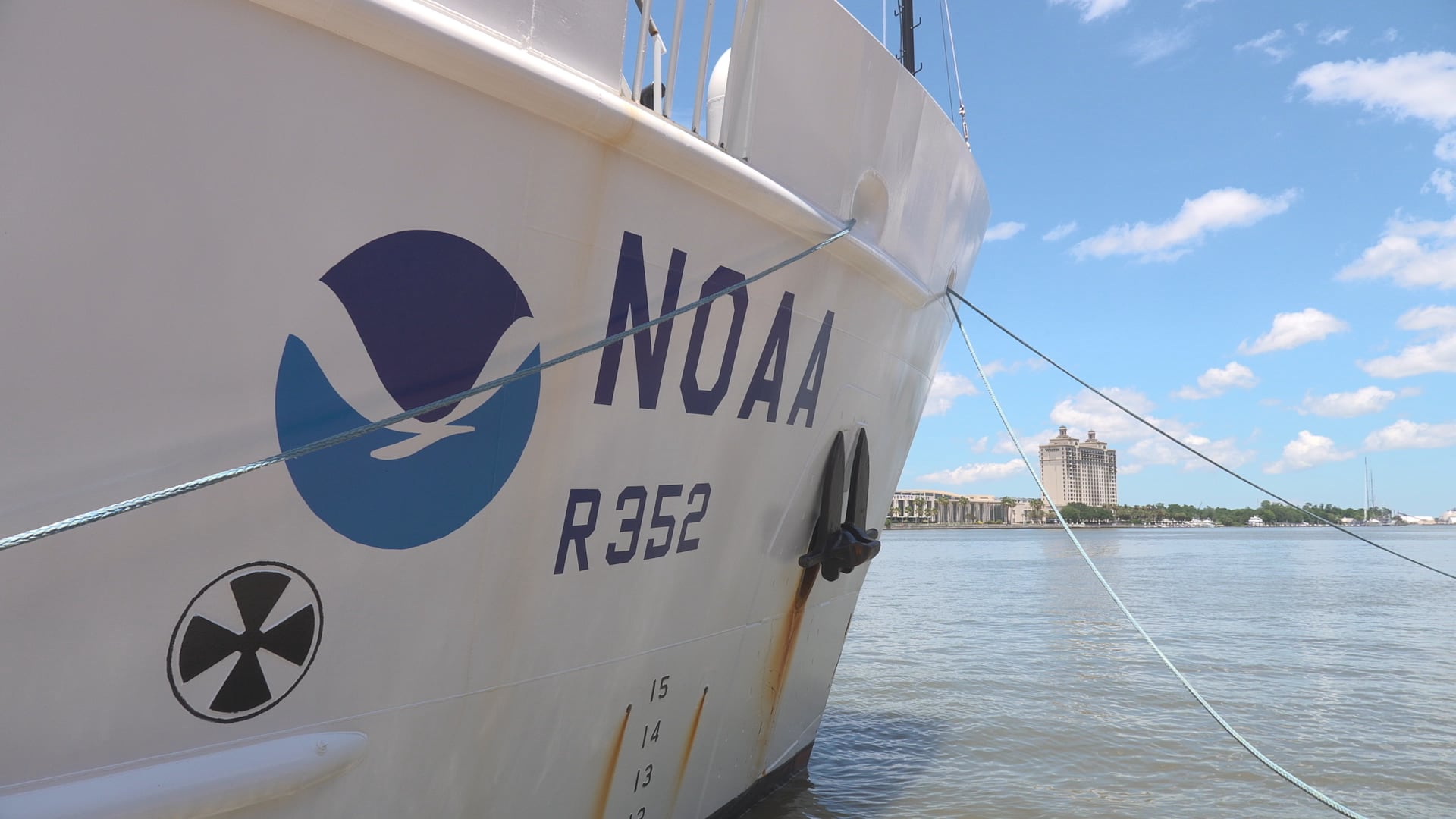 NOAA Ship Nancy Foster seen on Savannah waters before explorations in the Atlantic, Gulf coasts