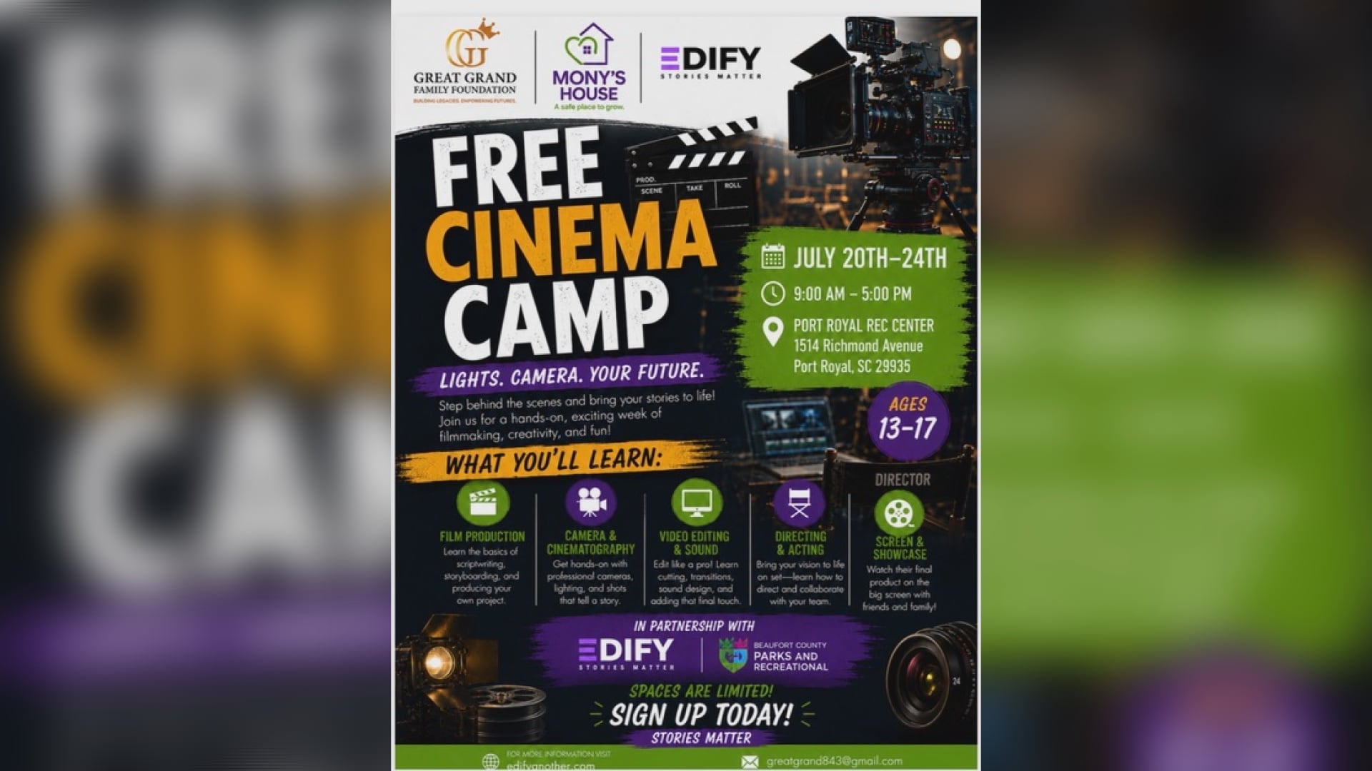 Free Beaufort County summer camp introduces youth to filmmaking and media careers