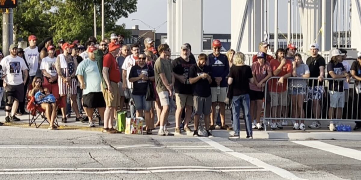 Trump Rally Streets Trump supporters line the streets hours before rally slated to begin
