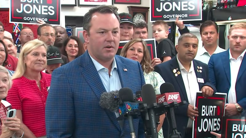 Georgia Lt. Governor Burt Jones at press conference following Gov. Brian Kemp's endorsement