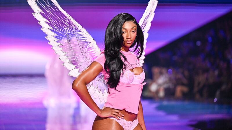 festival rose dress victoria secret At the Victoria's Secret Fashion Show, Angel Reese and Suni Lee Make Their Debut