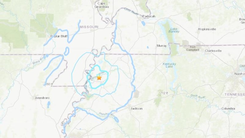 The earthquake could be felt across the Mid-South. (Source: USGS)